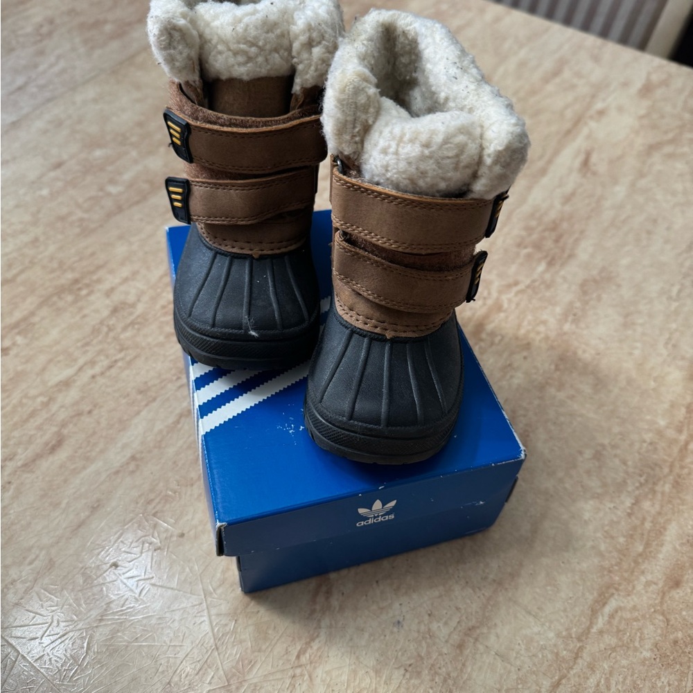 Adidas Kids Black and Brown Cozy Boots